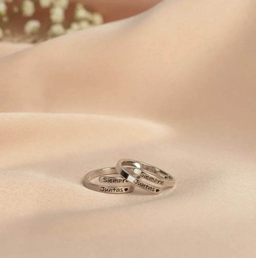 SIEMPRE JUNTAS Pack Anillos + Tarjeta Personalizada.
